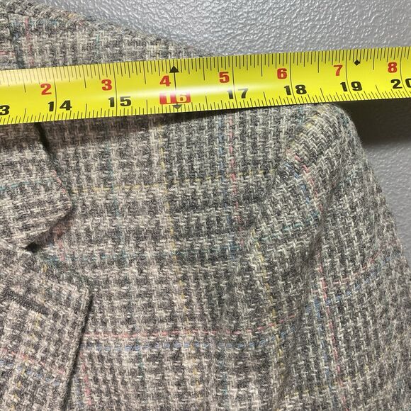 Vintage OAKTON LTD 100% Wool Plaid Tweed 2-Button Blazer Jacket Mens 42L Gray - Picture 6 of 13